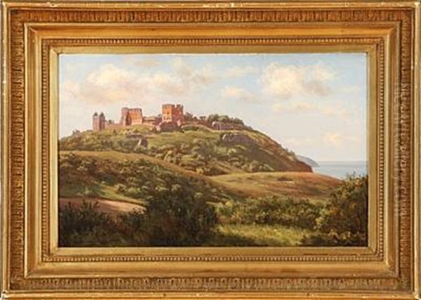 Landscape From Bornholm Island With Hammershus Castle Ruins In The Background, Denmark - view 1