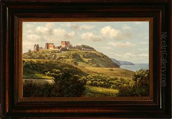 Overlooking Hammershus Castle Ruins At Bornholm Island - view 1