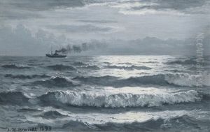 Reflecting Moonlight On The Sea by Johannes Herman Brandt