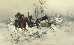 Escape In Winter by Jozef Brandt