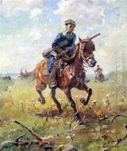 Cossack On Horseback by Jozef Brandt