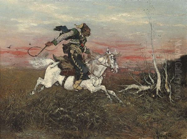 A Cossack Galloping On The Steppe - view 1