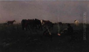 The Cossack Encampment by Jozef Brandt