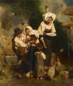 Feeding The Chickens by Otto Brandt