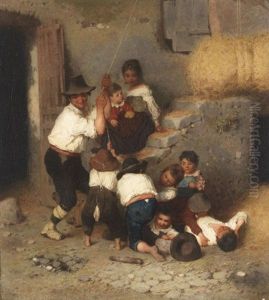 Italienische Bauernfamilie Beim Einlagern Des Heus by Otto Brandt