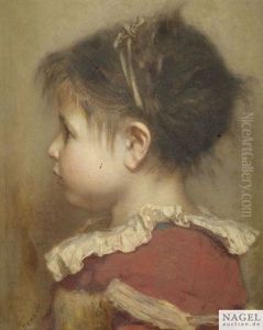 Profilbildnis Eines Kleinen Madchens In Rotem Kleid by Otto Brandt