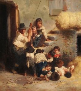 Bauernfamilie Beim Versorgen Des Heues by Otto Brandt