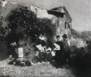 Ruhepause Vor Dem Rosenbusch by Otto Brandt