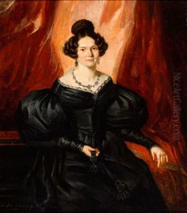 Elegante Dame In Het Zwart by Johannes Robertus Post Brants