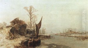 A Frozen River Landscape A Frozen River Landscape