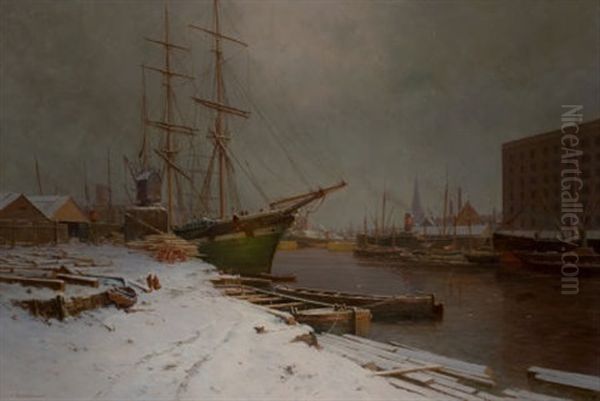 London Harbor In The Snow - view 1