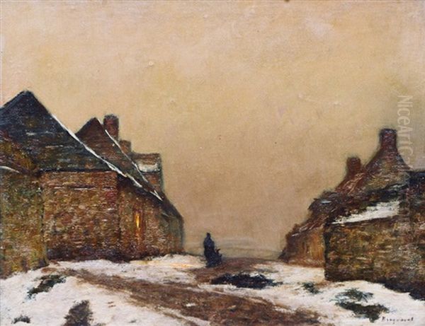 Winter Road In A Village In Northern France - view 1