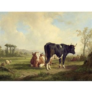 Shepherd With His Herd by Jacques Raymond Brascassat