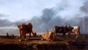 Cattle In A Meadow by Jacques Raymond Brascassat