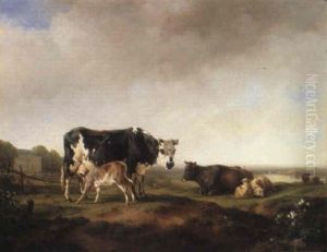 Cattle Before A French Chateau by Jacques Raymond Brascassat
