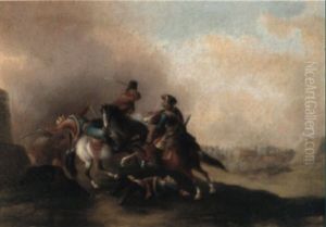 Schlachtenszene Mit Kaiserlichen Und T_rken by Magnus Brasch