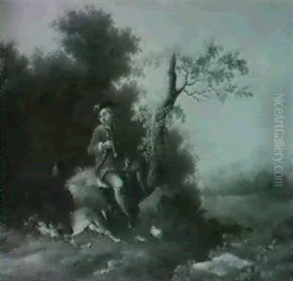 Rastender Jager In Einer Waldlandschaft - view 1