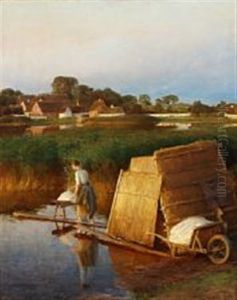 A Spring Day At The Bleaching Ground At Sorup by Hans Ole Brasen