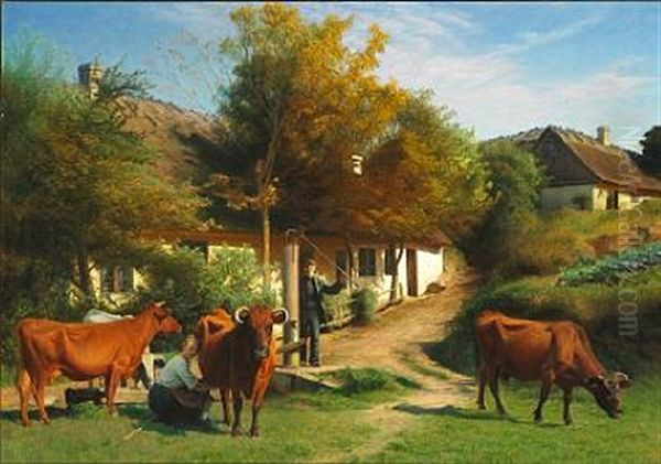 Summer Day With Milkmaid And Cows - view 1