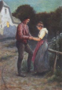 Landskab Med Ungt Par by Hans Ole Brasen