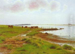 Koer Pa Engen Ved Esrum So by Hans Ole Brasen