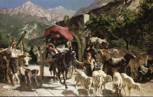 Pa Vej Til Markedet, Motiv Fra Torbole Ved Gardasoen by Hans Ole Brasen