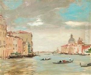 Gondolas On The Grand Canal With A View Of Santa Maria Della Salute