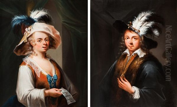 Idealportrats Einer Eleganten Dame Und Eines Vornehmen Herrn (pair) - view 1