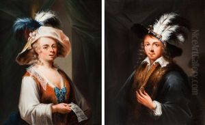 Idealportrats Einer Eleganten Dame Und Eines Vornehmen Herrn (pair) by Melchior Brassauw