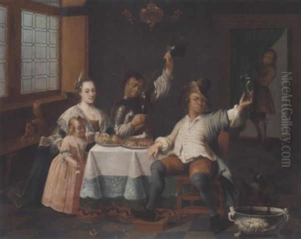 Elegant Company Drinking And Eating In An Interior - view 1