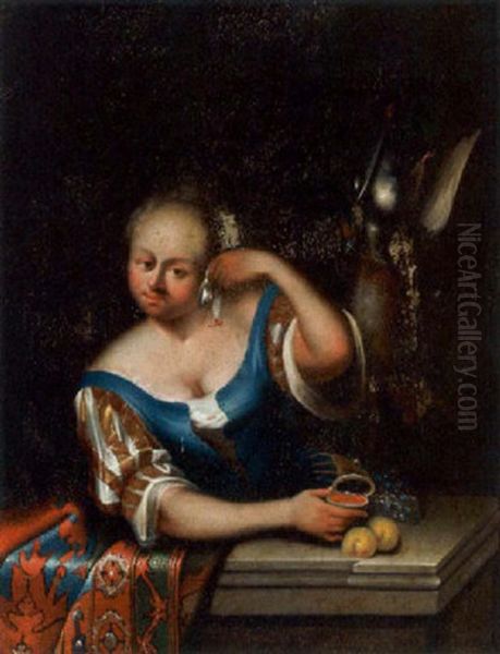 A Lady Holding A Watch - view 1