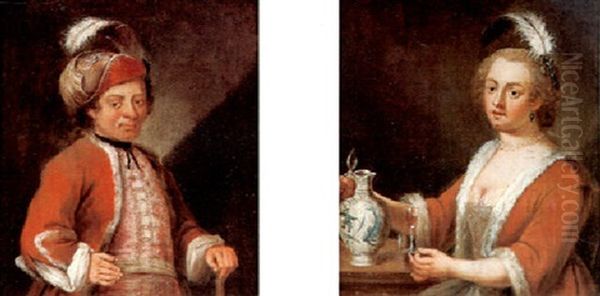 Portrait Of An Elegant Gentleman With A Fur-trimmed Coat And A Plumed Hat - view 1