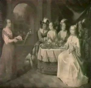 Scene Galante Autour D'une Table by Melchior Brassauw