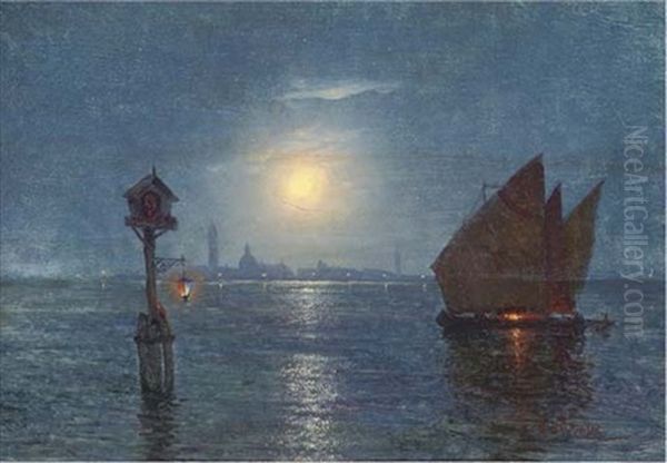 On The Venetian Lagoon Under Moonlight - view 1