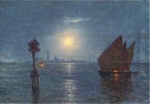 On The Venetian Lagoon Under Moonlight by Roman Bratkowski
