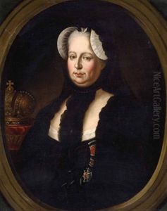 Maria Theresia In Witwentracht Mit Kaiserkrone by Adam Johann Braun
