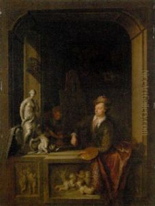 Maler In Seinem Atelier by Adam Johann Braun