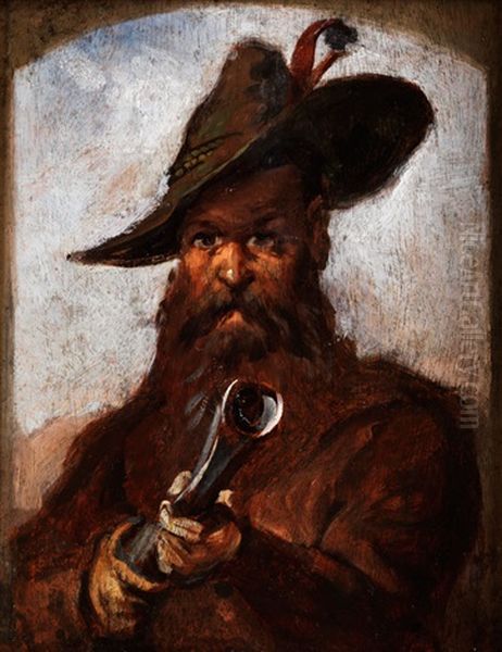 Portrait Eines Jagers Mit Jagdgewehr - view 1