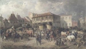 Feldpostexpedition Auf Dem Marktplatz Von Vouzier (auf Dem Marsch Nach Sedan) by Louis Braun