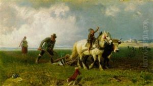 Frankischer Ackerbauer Beim Pflugen by Louis Braun
