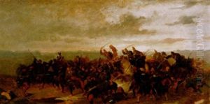 Slaget Mellan De Franska Och Bayerska Armekarerna by Louis Braun