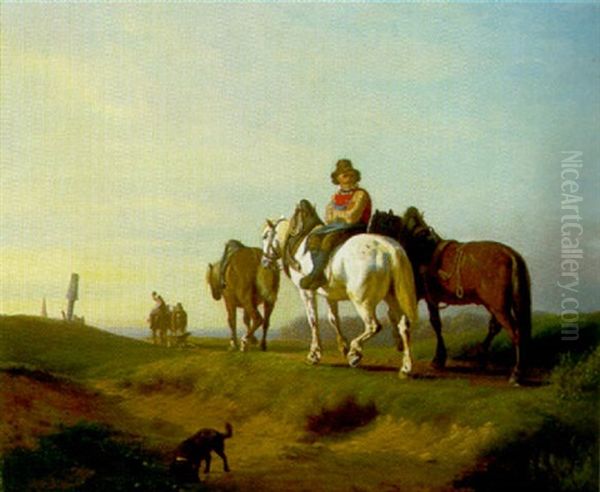 Bauern Mit Pferden Bei Der Heimkehr - view 1