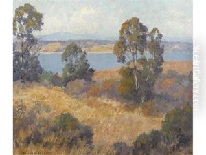 Trees And Autumn Grasses With A Lake Beyond by Maurice Braun