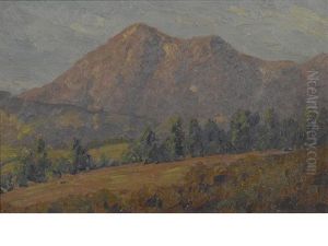Trees On A Ridge With Purple Mountains Beyond by Maurice Braun