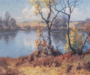 A River Landscape In Autumn by Maurice Braun