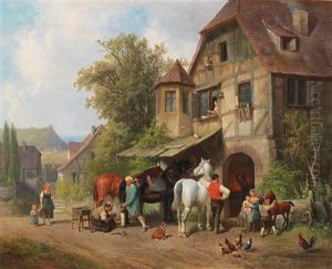 At The Blacksmith"s Shop by Reinhold Braun