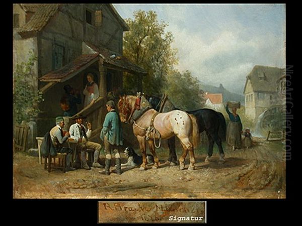 Pferde Vor Dem Wirtshaus - view 1