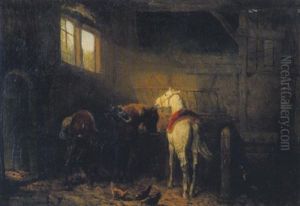 Im Pferdestall by Reinhold Braun