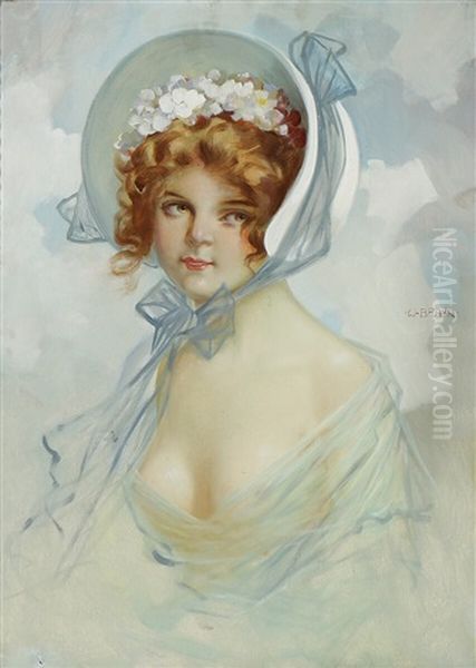 Portrait Of A Young Lady With A Hat Tied With Silk Ribbons - view 1