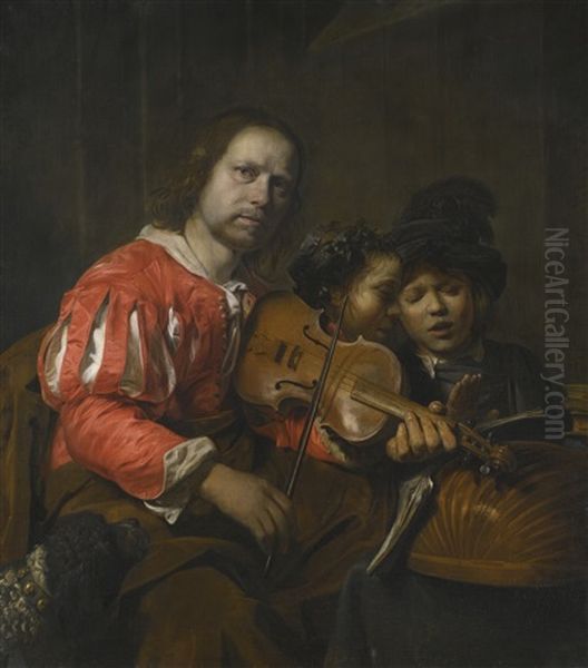 A Violin Player Accompanying Two Young Singers - view 1